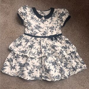 Janie and Jack little girl’s Black and Cream Floral Dress